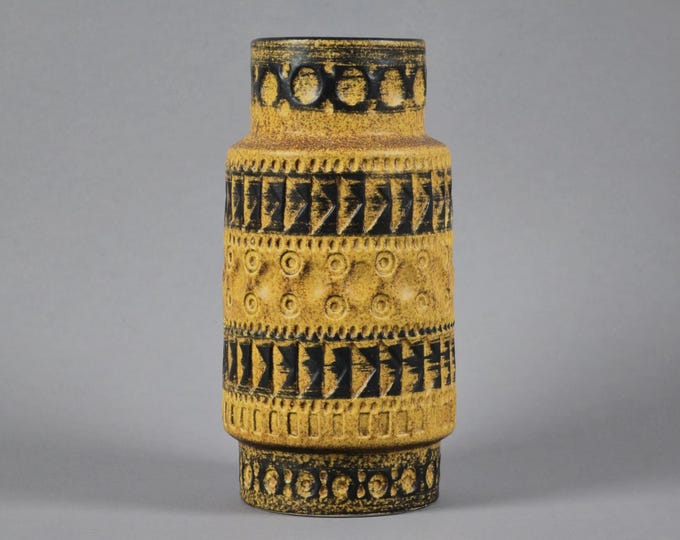 Vintage 1960s Bay Keramiek 'Inka' Handmade Stoneware Vase By Bodo Mans.