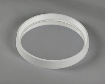 Vintage Space Age Round Wall Mirror With White Plastic Frame, 1970s.