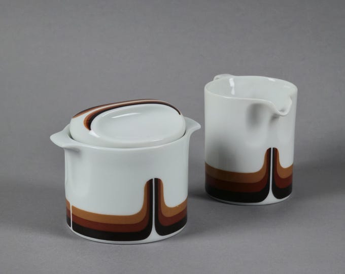 1970s Space Age Design Set Of Sugar Bowl & Creamer By Eschenbach Bavaria.