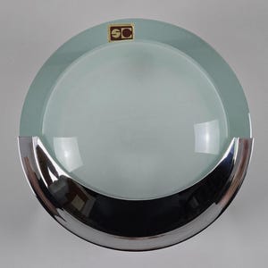 New In Box 1970s Vintage SENA CRISTAL Circular Wall Light Fixture, Glass Applique.
