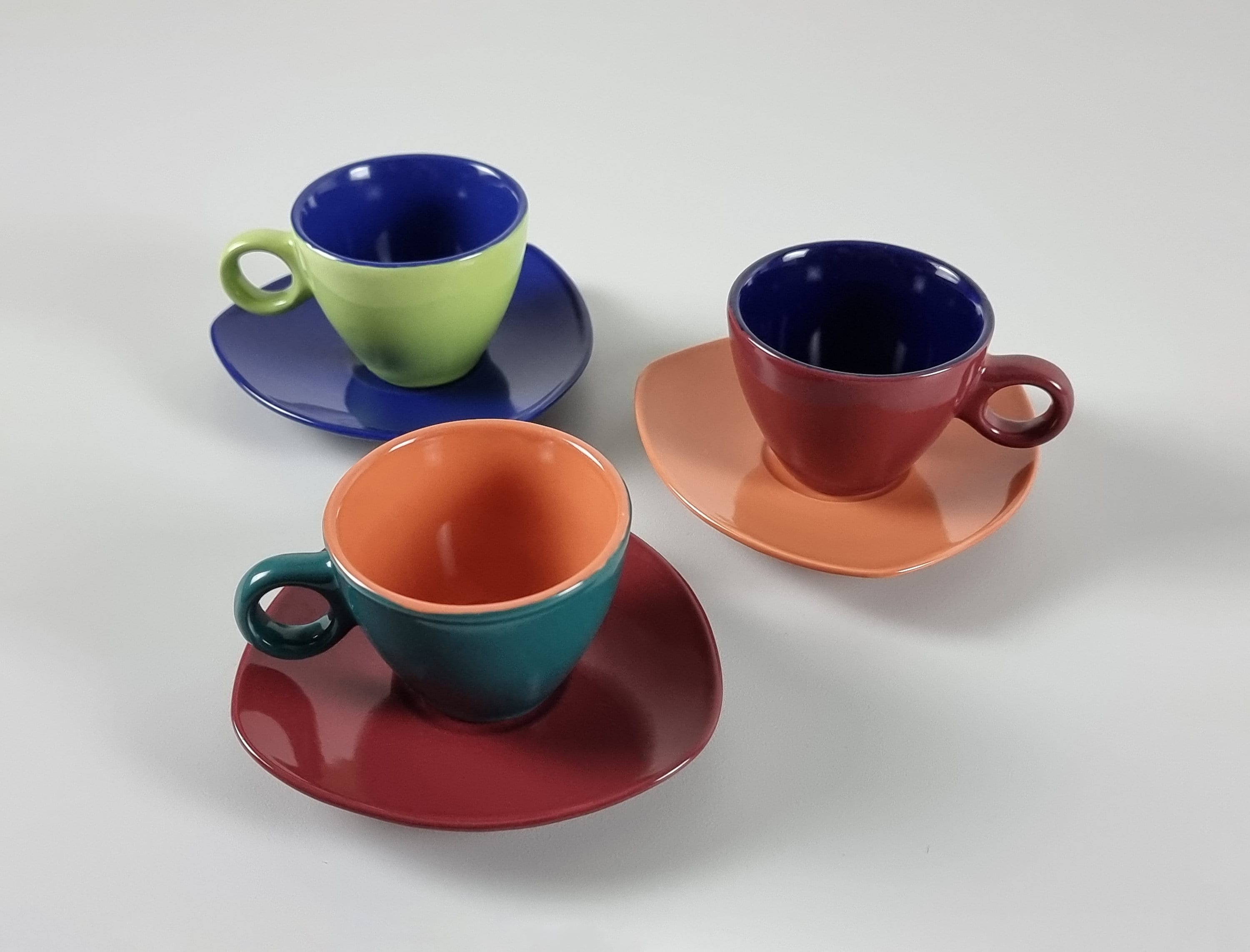 Twelve 12 Espresso Cups Made in Italy 'inoxriv' Brand Porcelain Cups in  Stainless Holders With Spoon and Saucer 
