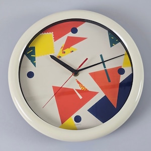 1980s Vintage IKEA Memphis Design Plastic Wall Clock, Junghans Movement - Retro Postmodern Wall Clock.