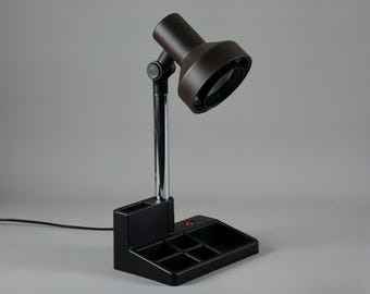Brilliant Leuchten Type 25644 Desk Lamp with Integrated Desk Organiser, West Germany MCM, 1970s.