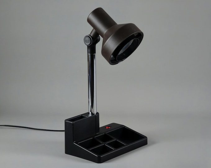 Brilliant Leuchten Type 25644 Desk Lamp with Integrated Desk Organiser, West Germany MCM, 1970s.