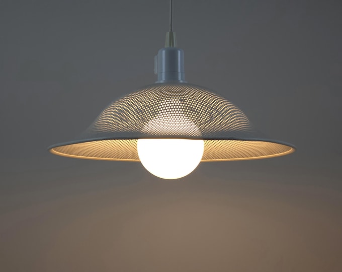 Vintage 1980s Postmodern-Industrial Perforated Pendant Lamp By Massive Lighting, Belgium.