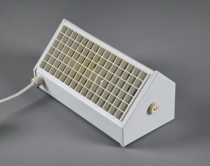 Vintage 1980s BELID V349 White Metal Wall Light With Perforated Plastic Grid -  Postmodern Industrial Wall Light.