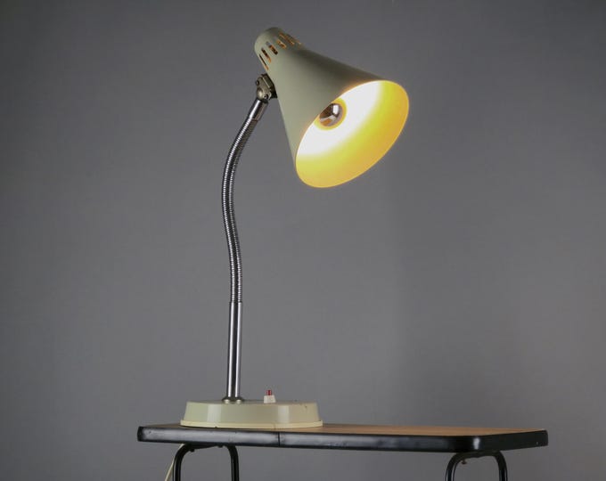 Vintage 1960s SZARVASI VAS-FEMIPARI Hungarian Workshop Gooseneck Desk Lamp • Industrial Utilitarian Table Lamp.