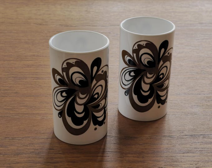 Set of 2 Vintage Laurids Lønborg Tumbler Cups by Dorthe Bruun Rasmussen • Danish 1970s Op Art Design.