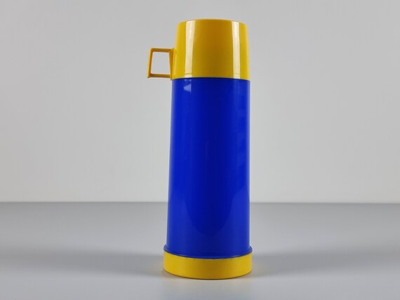 Vintage 1970 Mustard or Baby Blue Thermos Hot Drink Bottles -  Hong Kong