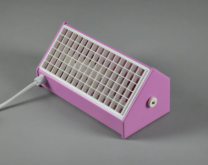 Vintage 1980s BELID Pink Metal Accent Wall Light With Perforated Plastic Grid.