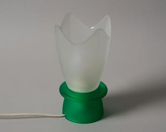 Vintage 1990s Frosted Glass Tulip Table Lamp by Massive Lighting, Belgium.