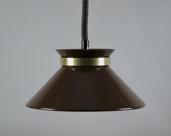 1970s Vintage BELID Type T135 Brown Lacquered Cone Pendant Lamp | Swedish MCM Design.