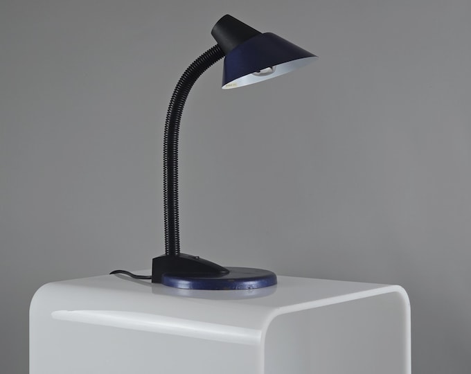 1980s Vintage HEMA Purple Gooseneck Desk Lamp • Retro Flexible Neck Table Lamp.