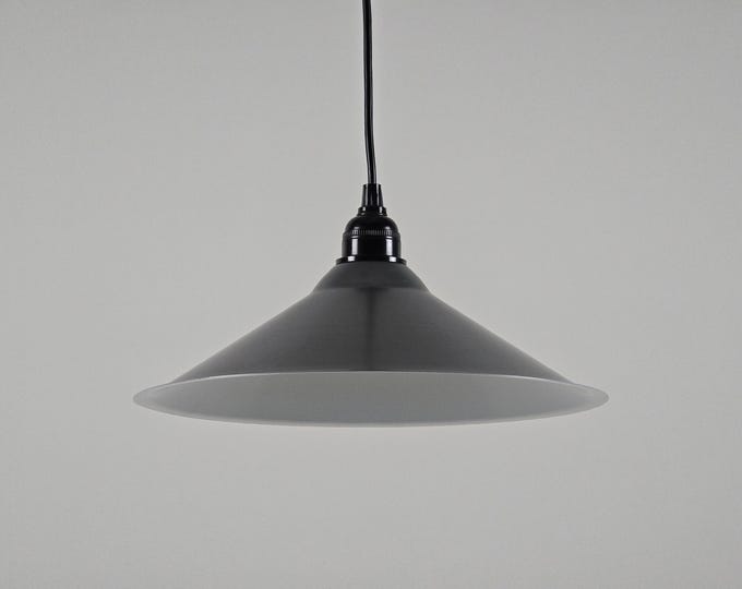 Vintage 1980s Aluminium Industrial Pendant Lamp • Retro Dutch Workshop Hanging Light.
