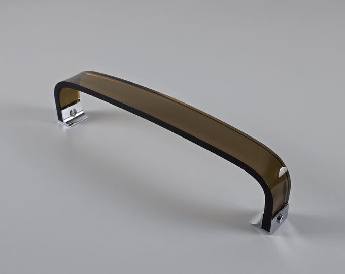 New In Box 1970s Vintage GUZZINI Bagno Amber Acrylic Towel Rail - Retro Italian Bathroom Accessories.