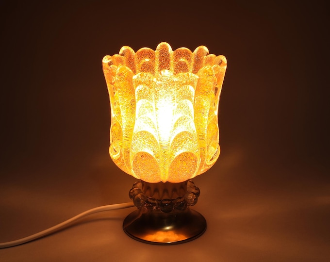 Tyringe Konsthantverk Bubble Art Glass Table Lamp by Elpe Armatur Sweden, MCM 1960s.