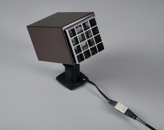 1970s Vintage ELIDUS Type 7078 Brown Metal Wall Light With Perforated Plastic Grid by Björn Svensson -  Postmodern Industrial Wall Light.