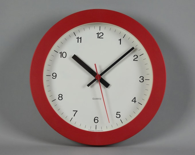Vintage 1990s JUNGHANS Red Plastic Wall Clock.