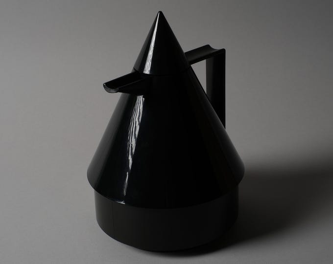 EMSA Rio Vacuum Flask, Black Plastic, Postmodern Design, West Germany, 1980s.