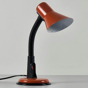 Lámpara de escritorio vintage de cuello de cisne naranja: lámpara de mesa italiana posmoderna