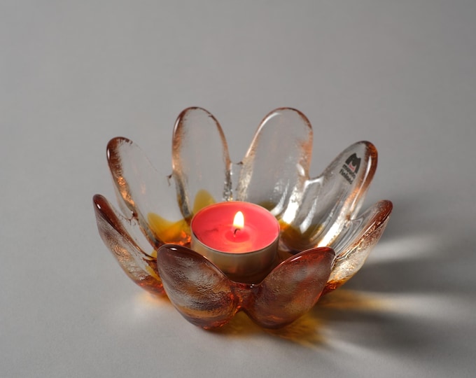 Vintage 1970s Muurla Tähti Star Art Glass Candle Holder by Juhani Ruuskanen, Finland.