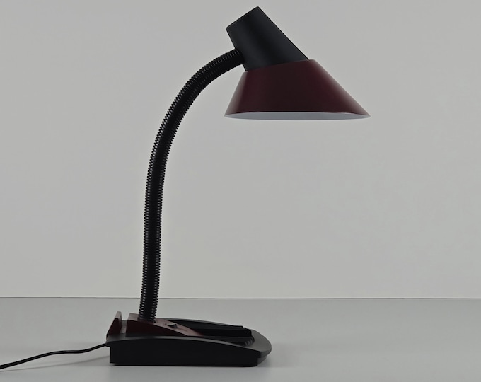 Utilitarian Postmodern • Vintage '96 MASSIVE BELGIUM Flexo Gooseneck Desk Lamp With Caddy • Retro Industrial Table Lamp.