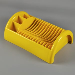 Vintage 1980s Guzzini Yellow Plastic Dish Rack By Sergio Cavicchia.