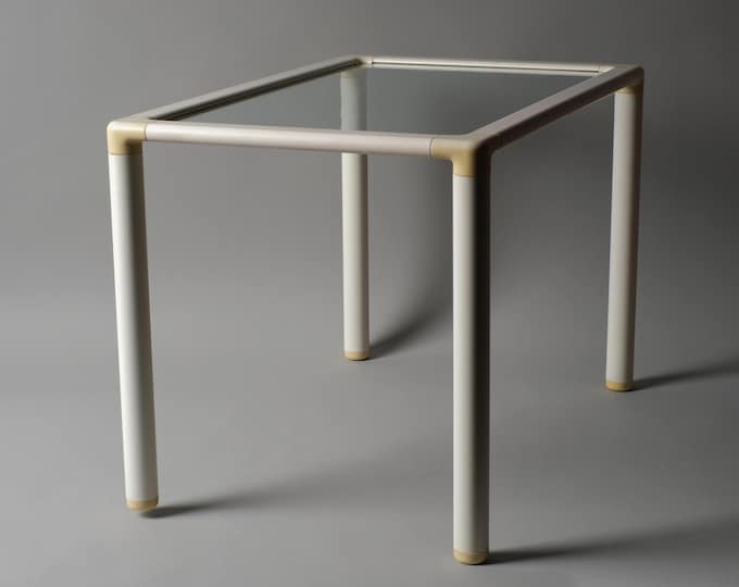 Schönbuch Vintage Postmodern Tubular Plastic Side Table, Glass Top, West Germany, 1980s.