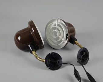 Pair Of Vintage MCM 'Elidus' Brown Metal Wall Lamps | Hans-Agne Jakobsson Design.