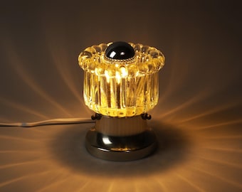 Ledungs Ribbed Amber Glass Table Lamp by Nils Ledung, 1970s Swedish Mid Century Modern.