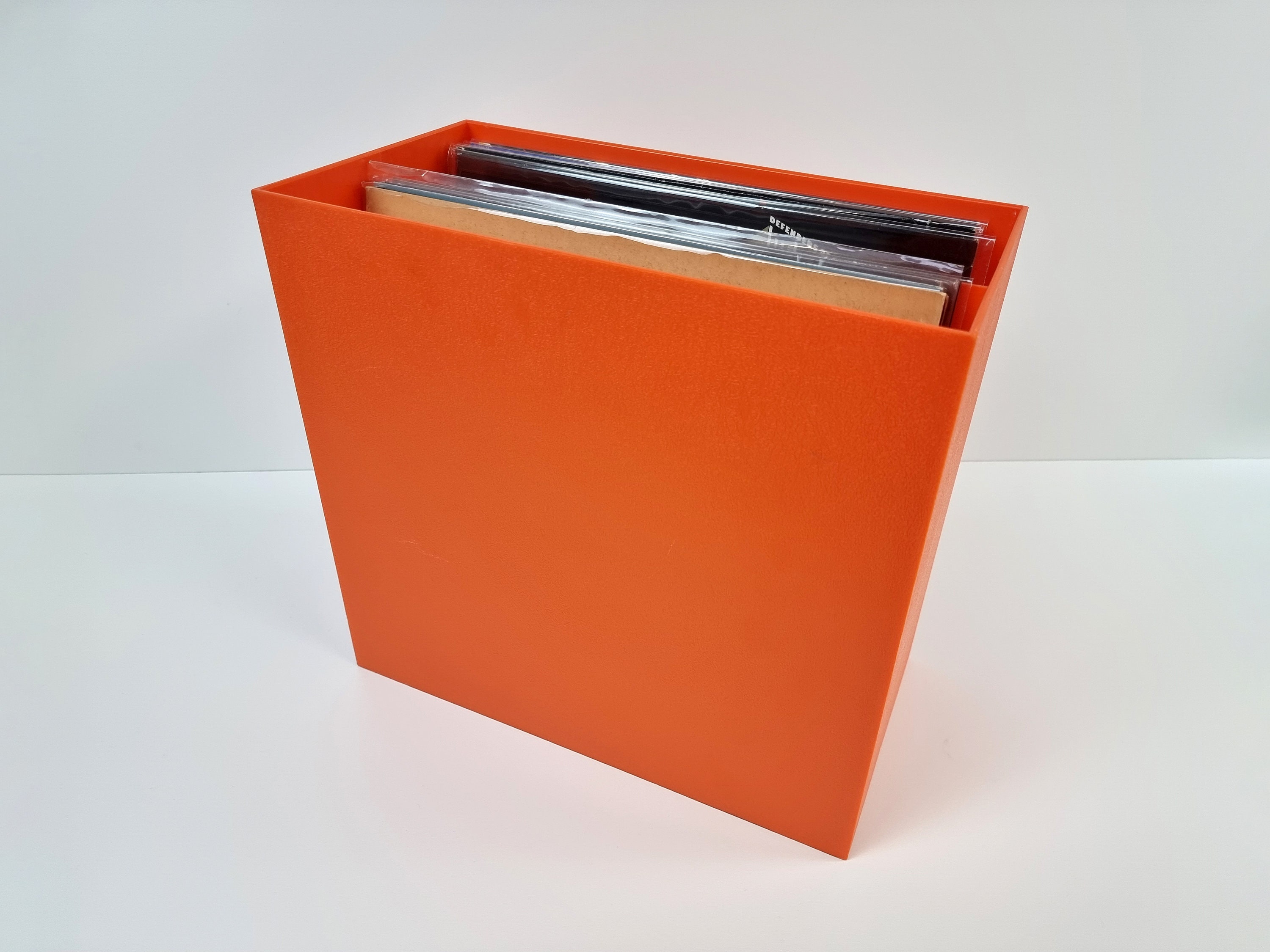 Space Age Design Vintage LP Records Holder Flame Orange Plastic