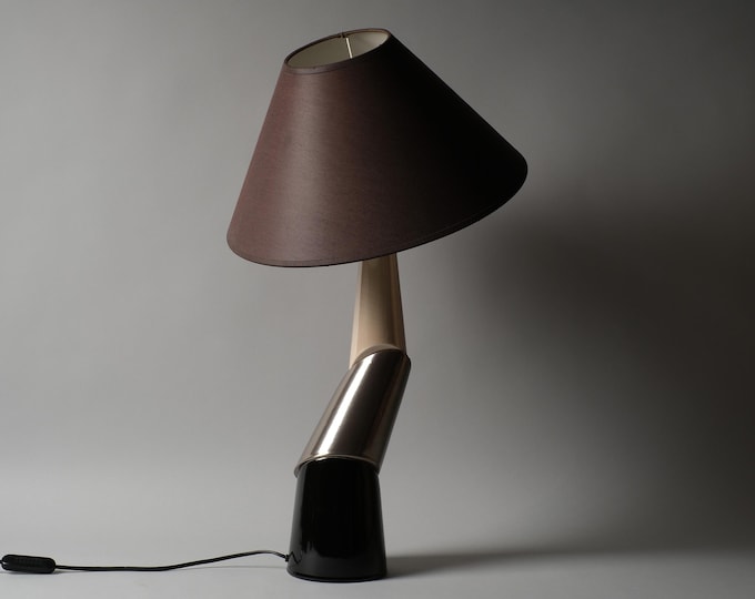 François Chatain Vintage Ceramic Table Lamp, 1980s Postmodern Design, France.