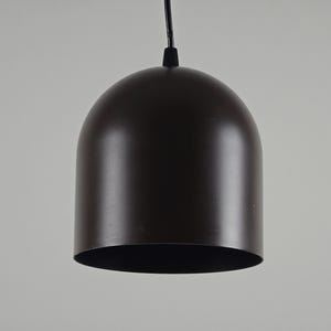 1960s Vintage Danish Modern Brown Metal Dome Pendant Lamp - Scandinavian Pendant Lights.