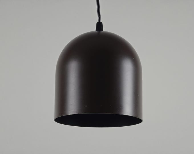 1960s Vintage Danish Modern Brown Metal Dome Pendant Lamp - Scandinavian Pendant Lights.