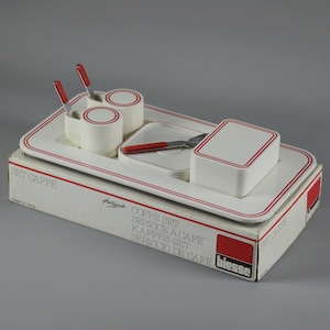 New In Box Vintage 1980s BIESSE Coffee Service Set For Two By Pino Spagnolo.