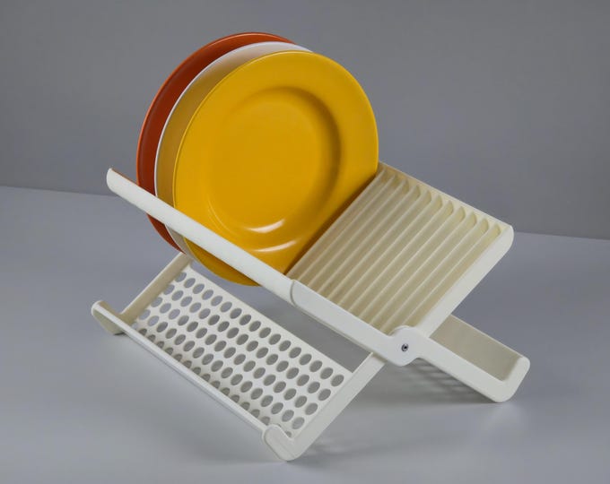 1970s Vintage White Plastic Folding Dish Rack -  West Germany Vintage Home Decor And Kitchenware.