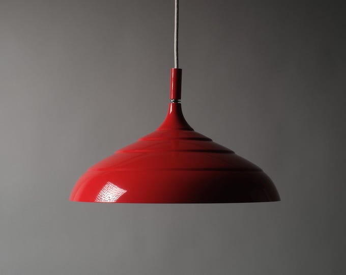 Belid Diablo Type T1038 Red Pendant Lamp by Joakim Fihn, Scandinavian Modern Lighting, Sweden.