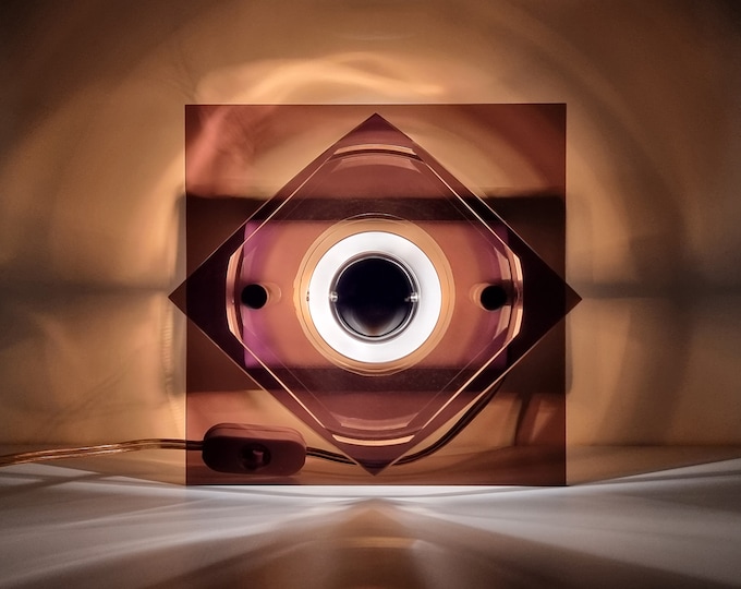 1970s Vintage HERDA Smoked Acrylic Wall Light — Dutch Space-Age Pop Wall Lamp.