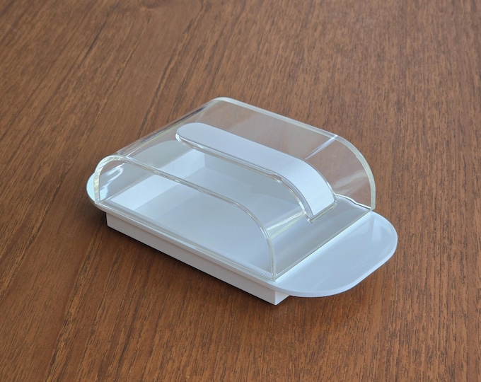 New In Box 1970s Vintage GUZZINI Happy Days Butter Dish By Ambrogio Pozzi • Italian Space-Age Kitchenware.