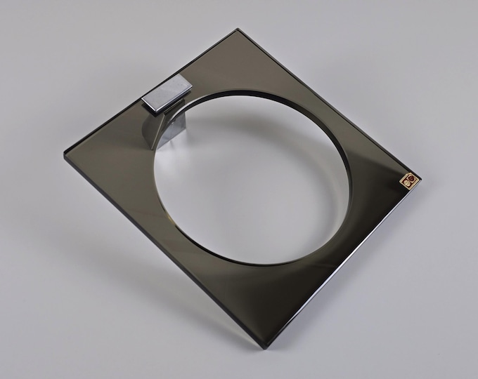 1970s Vintage SENA CRISTAL Tinted Glass Towel Ring • Retro Italian Bathroom Accessories.