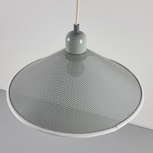 Postmodern Design - Vintage Grey Perforated Metal Pendant Lamp - Minimalist Pendant Lamps - Holland, 1980s.