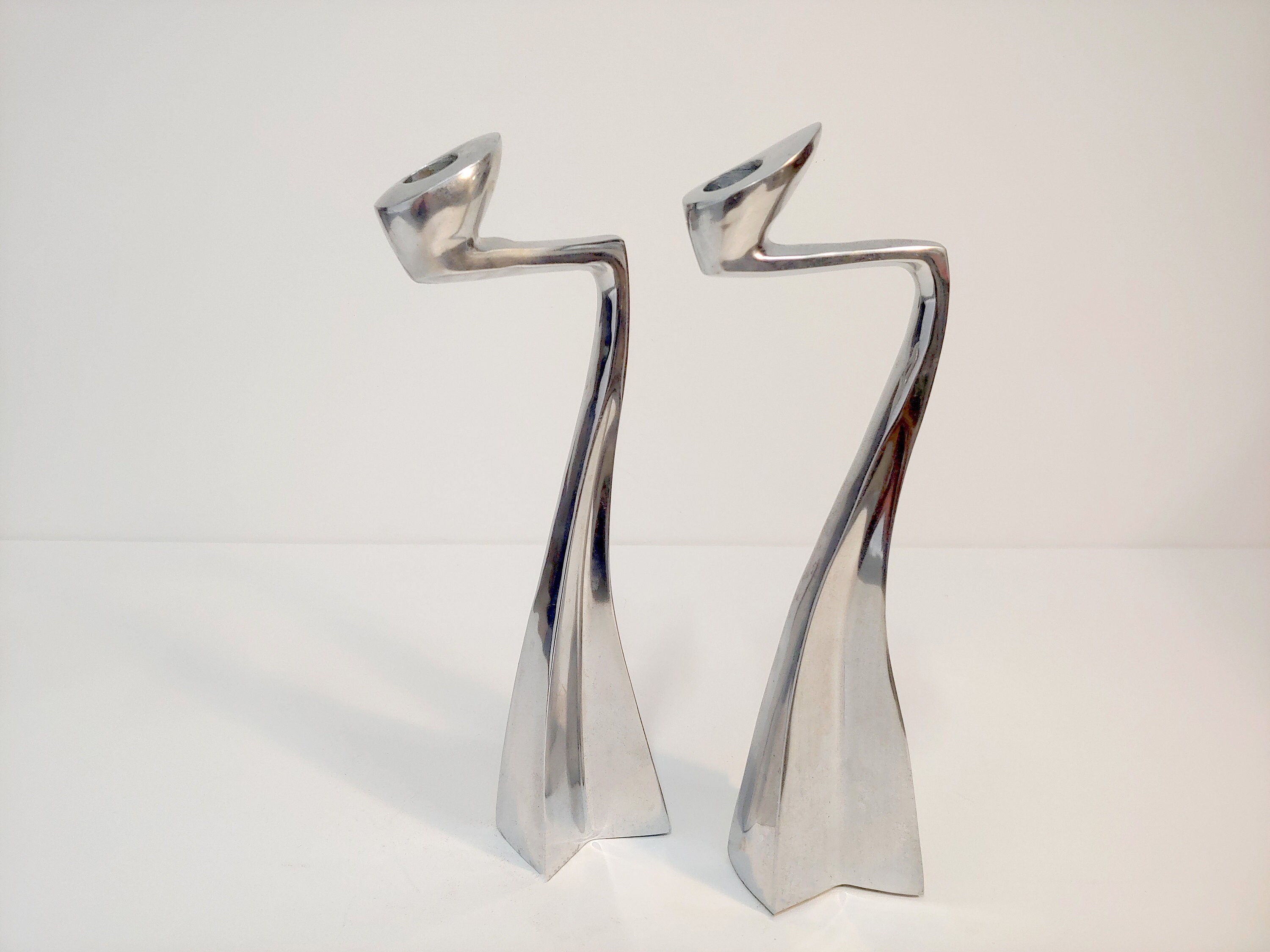 Aluminum Arclumis Swan Candlesticks by Matthew Hilton for SCP