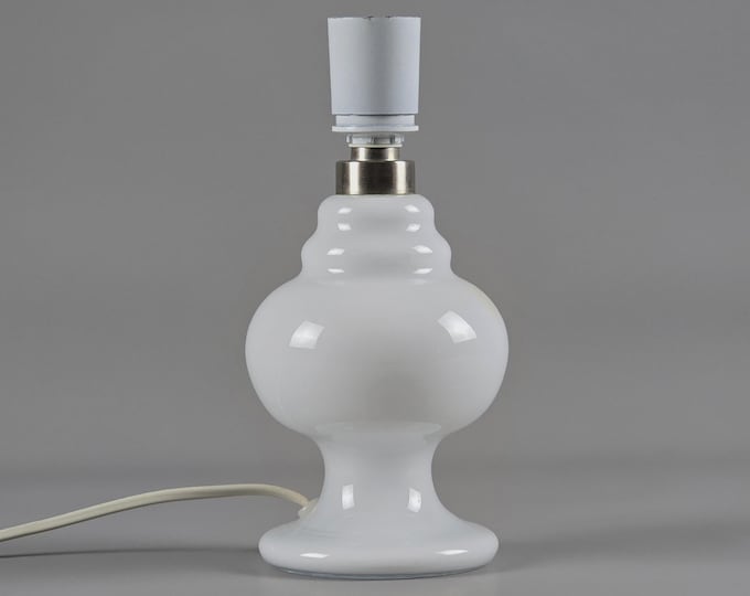 Vintage 1970s Opaline Glass Table Lamp Base – White Glass Table Lamp Base, Sweden.
