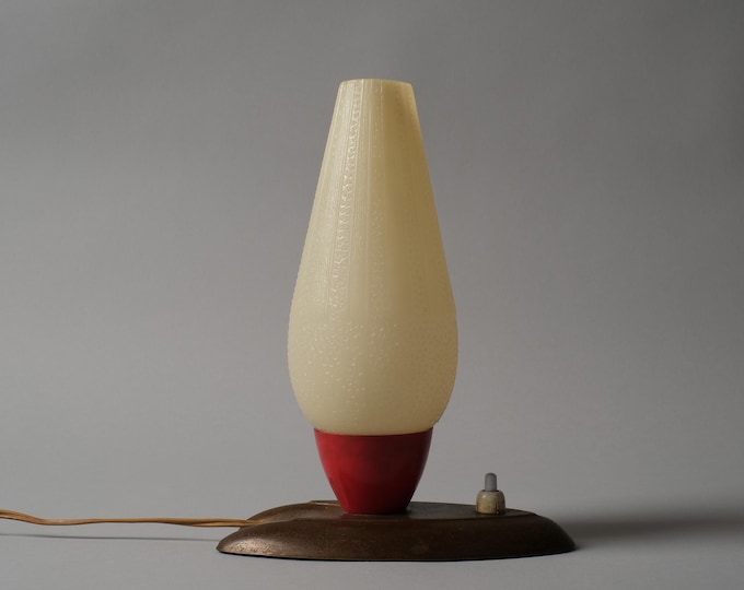 Vintage 1950s Atomic Age Bedside Table Light, Teardrop Shade, DBGM West Germany Space Age.
