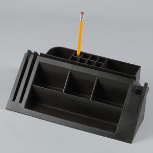 1970s Industrial Brown Plastic Desk Caddy – Modular Organizer with Sliding Tray, West Germany.