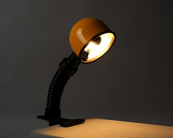Alda Sweden Clip-On Desk Lamp, Yellow & Black, 1970s Scandinavian Modern Lighting.