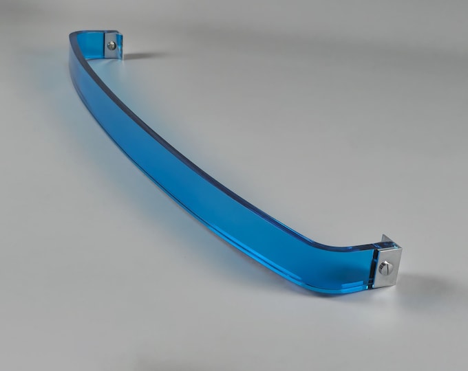 New Old Stock - Space Age Design - 1970s Vintage GUZZINI Bagno Blue Acrylic Towel Rail — Retro Italian Bathroom Accessories.