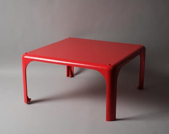 Artemide Demetrio 45 Side Table Vico Magistretti Milano, 1966, MoMA, Red Repainted.