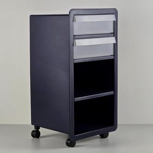 Contemporary Design - Vintage IKEA Nero Navy-Blue Plastic Drawer Unit With Castors - Designed By Knut & Marianne Hagberg, 2000.