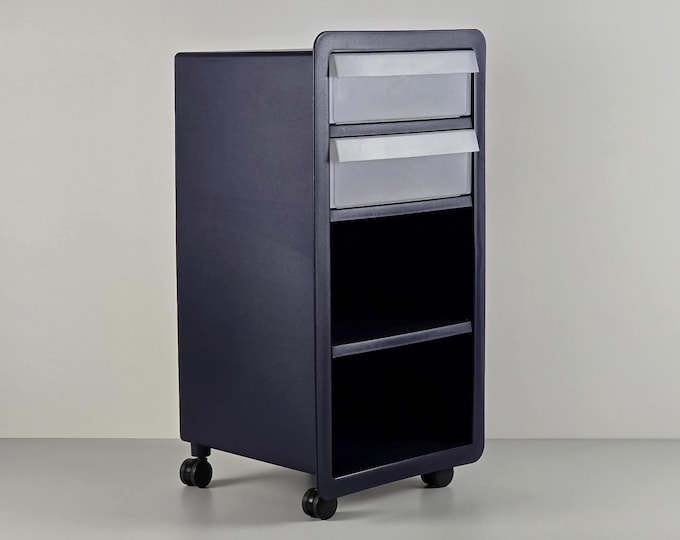 Contemporary Design - Vintage IKEA Nero Navy-Blue Plastic Drawer Unit With Castors - Designed By Knut & Marianne Hagberg, 2000.